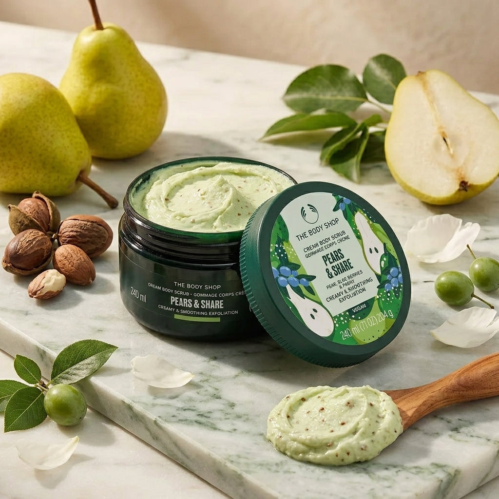 The Body Shop Pears & Share Cream Body Scrub Creamy & Smoothing Exfoliation 240ml