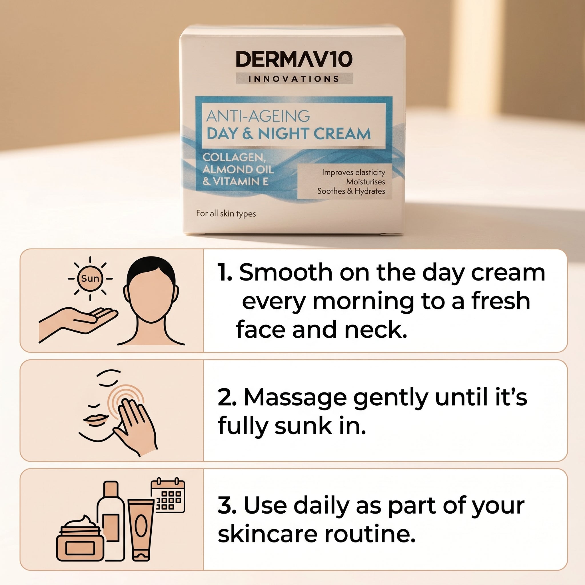 Derma V10 Anti-Ageing Collagen Day Cream - 50ml