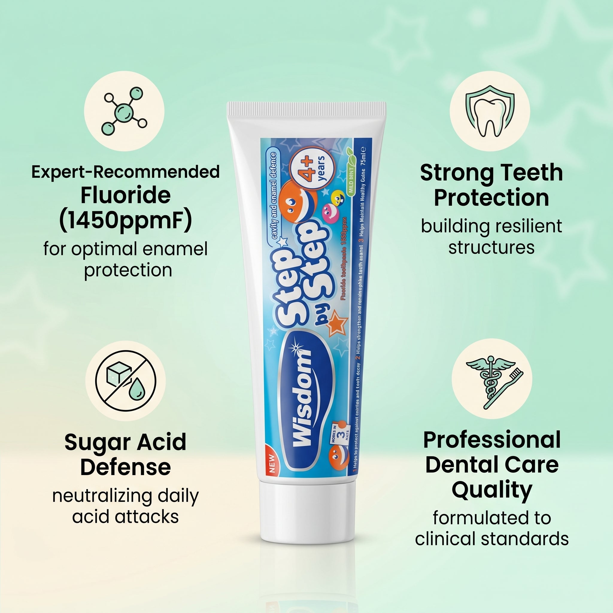 Wisdom Step By Step 4+ Toothpaste 75ml
