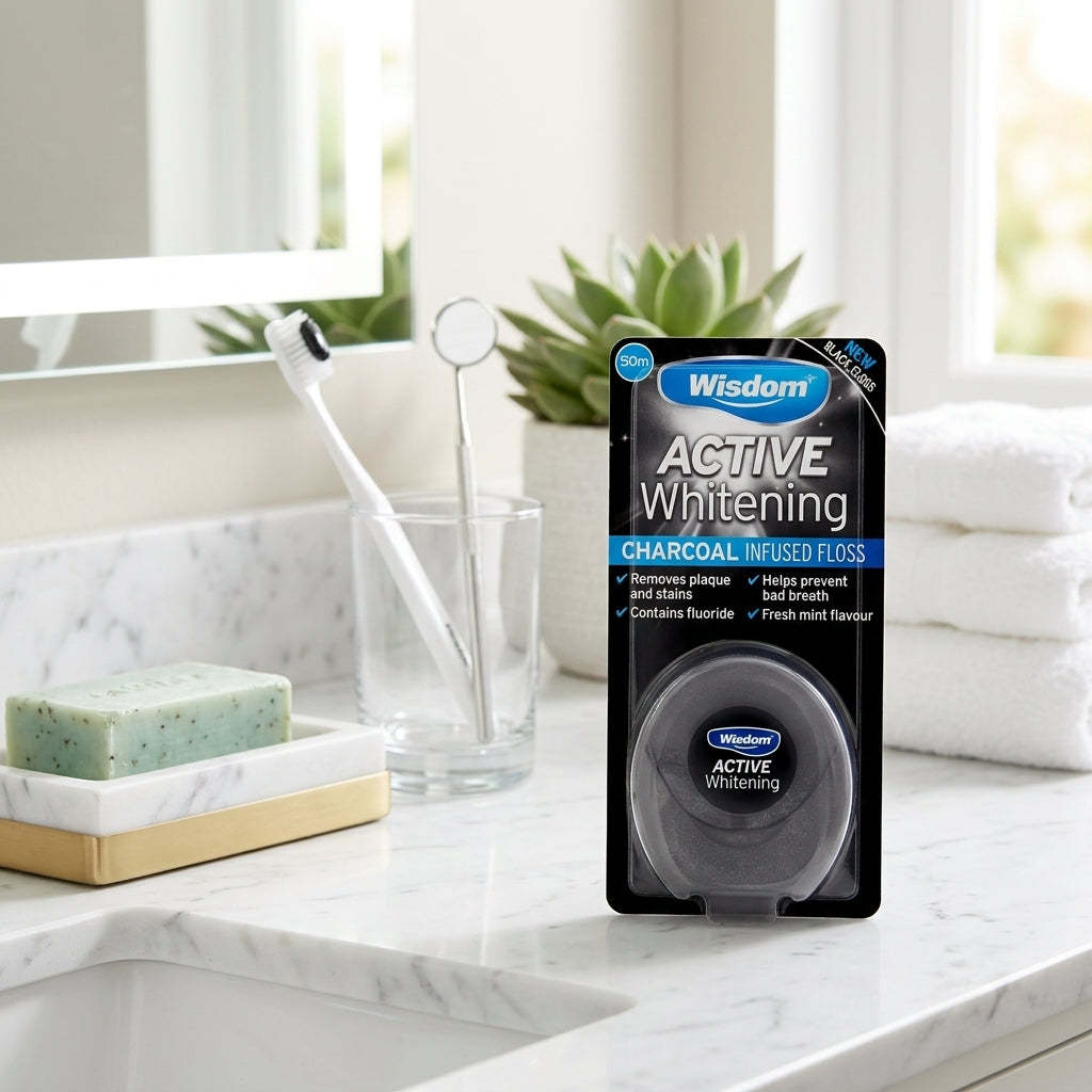 Wisdom Active Whitening Charcoal Floss 50m