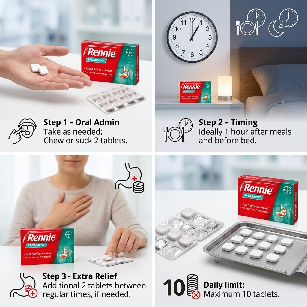 Rennie Spearmint Chewable Tablets 36 tablets