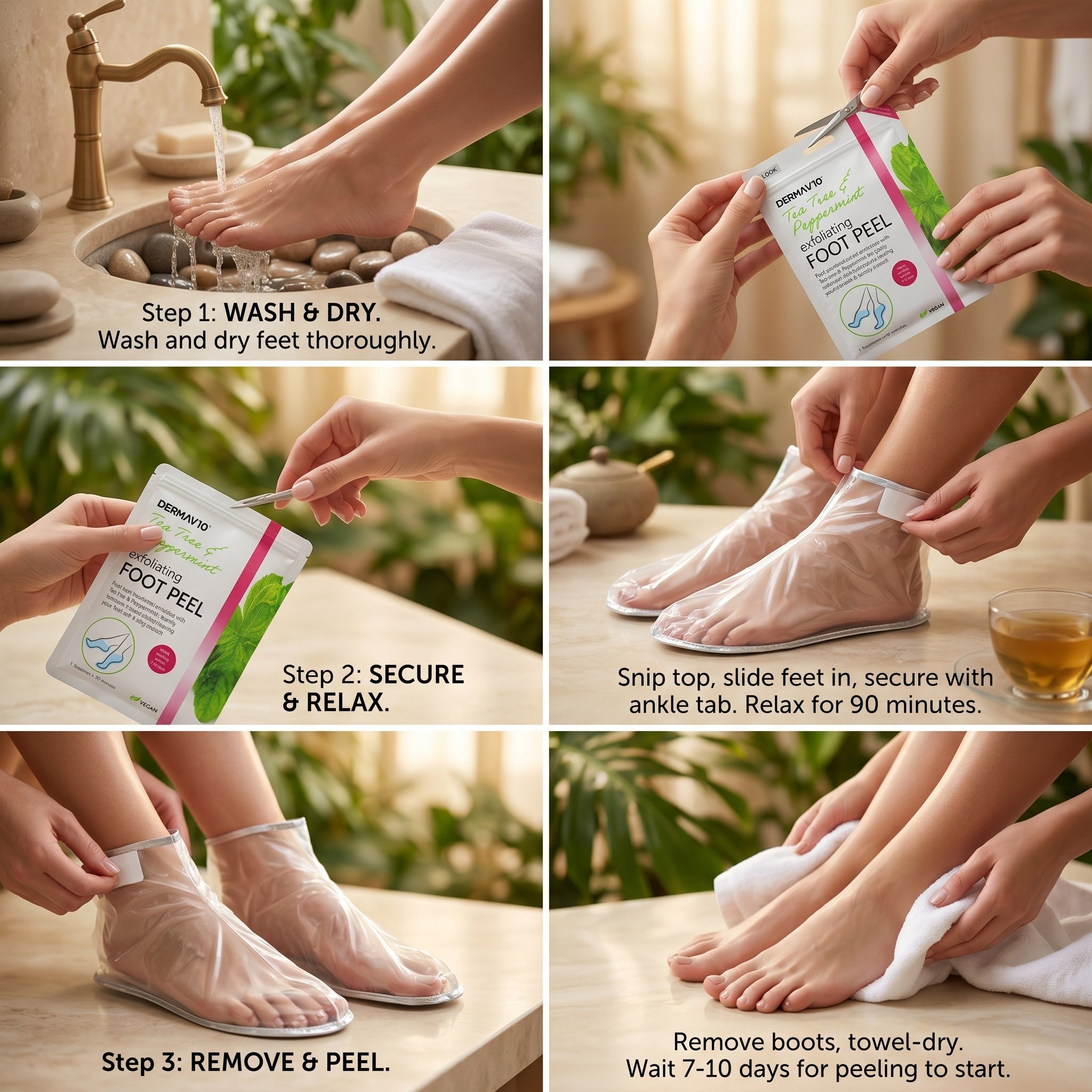 Derma V10 Exfoliating Foot Peel 1pair