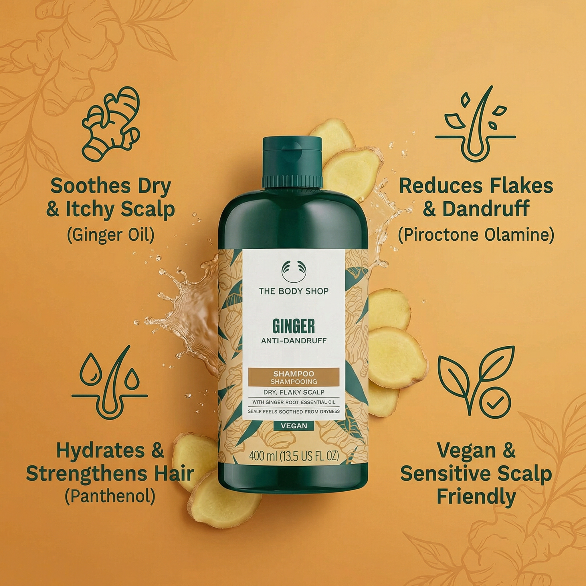 The Body Shop Ginger Anti-Dandruff Shampoo (1x 400ml)