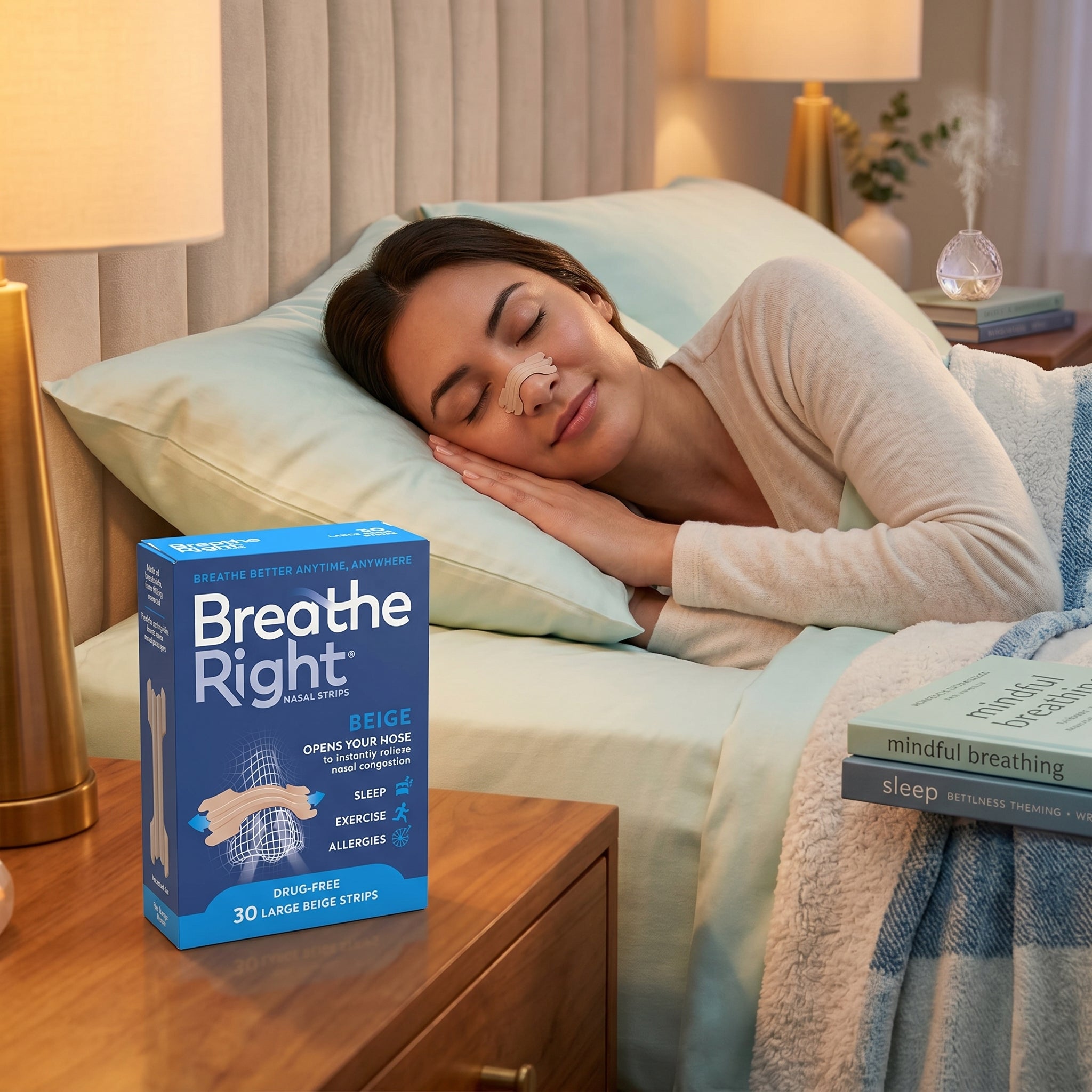 Breathe Right Original Tan, Beige Large 30 Counts