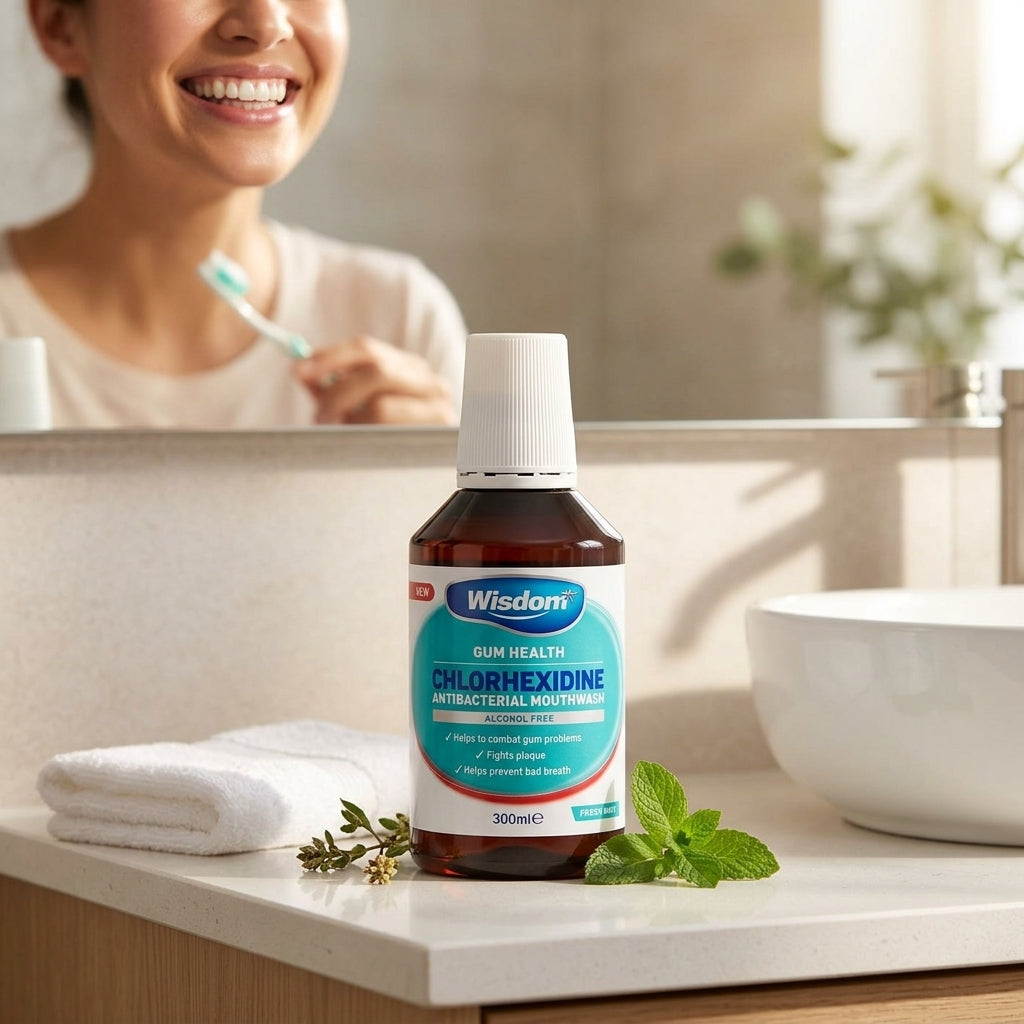Wisdom Chlorhexidine Antibacterial Mouthwash Fresh Mint 300ml A/F