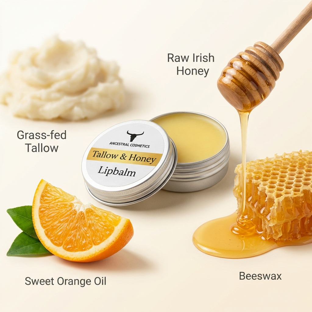 Ancestral Cosmetics Tallow & Honey Lipbalm (Orange)