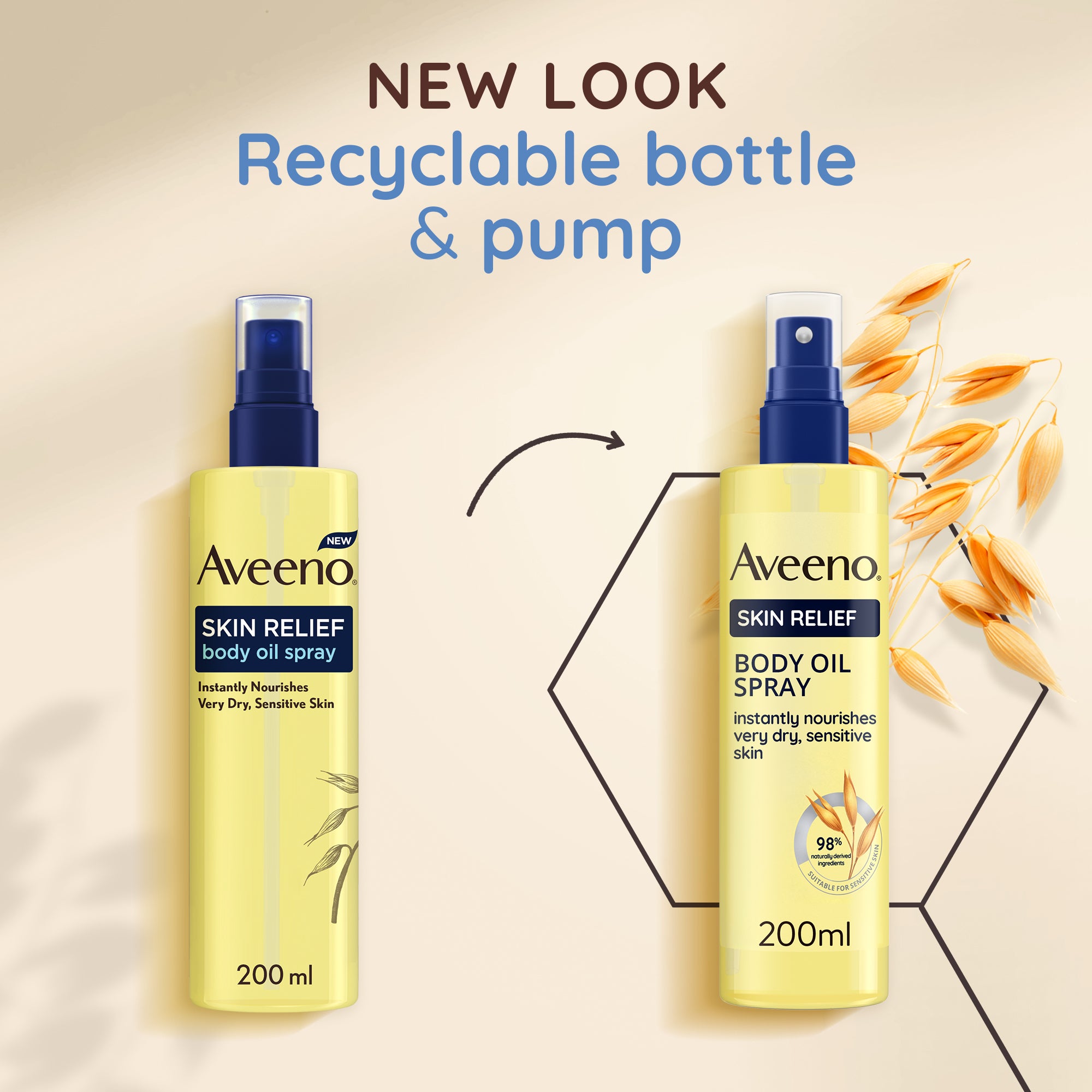 Aveeno Skin Relief Body Oil Spray, With Oat Oil & Jojoba Oil, Suitable For Sensitive Skin, Instantly Nourishes Very Dry, Sensitive Skin, Suitable for a Massage, 200ml