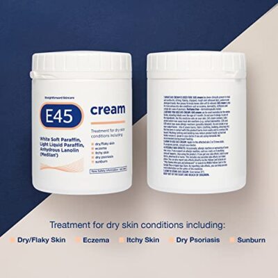 E45 Moisturiser, Body, Face And Hand Cream For Dry, Flaky Skin, Suitable For Eczema, Dry Psoriasis, Sunburn, 500g Tub