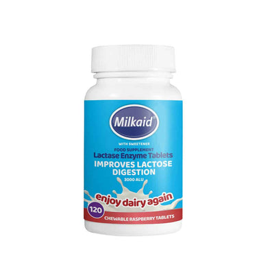 Milkaid Lactase Enzyme Chewable Tablets for Lactose Intolerance Relief 120 tablets