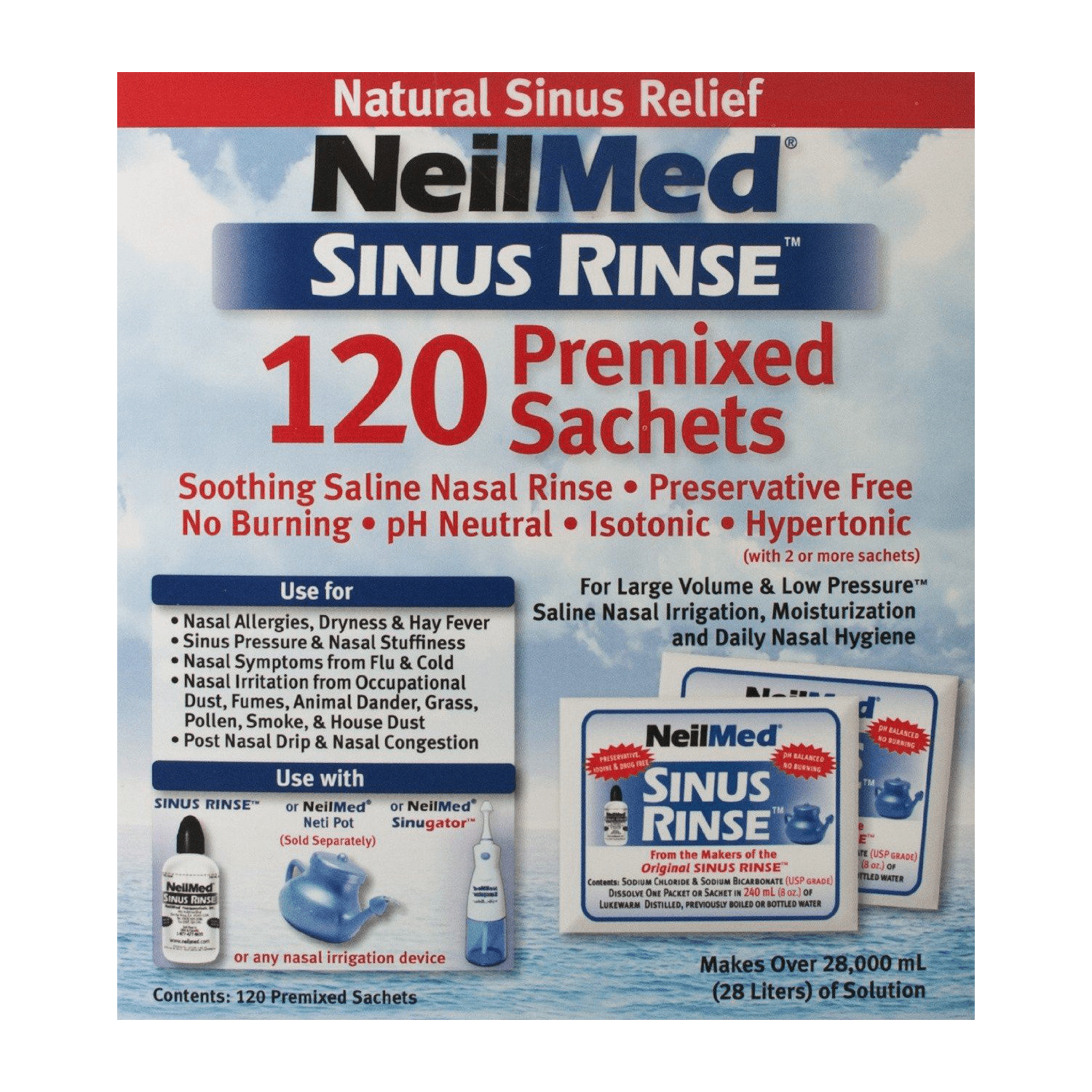 NeilMed Sinus Rinse All Natural Sinus Relief 60 Sachets