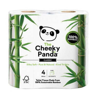Cheeky Panda The Plastic Free Bamboo 3ply Toilet Rolls 4 Pack
