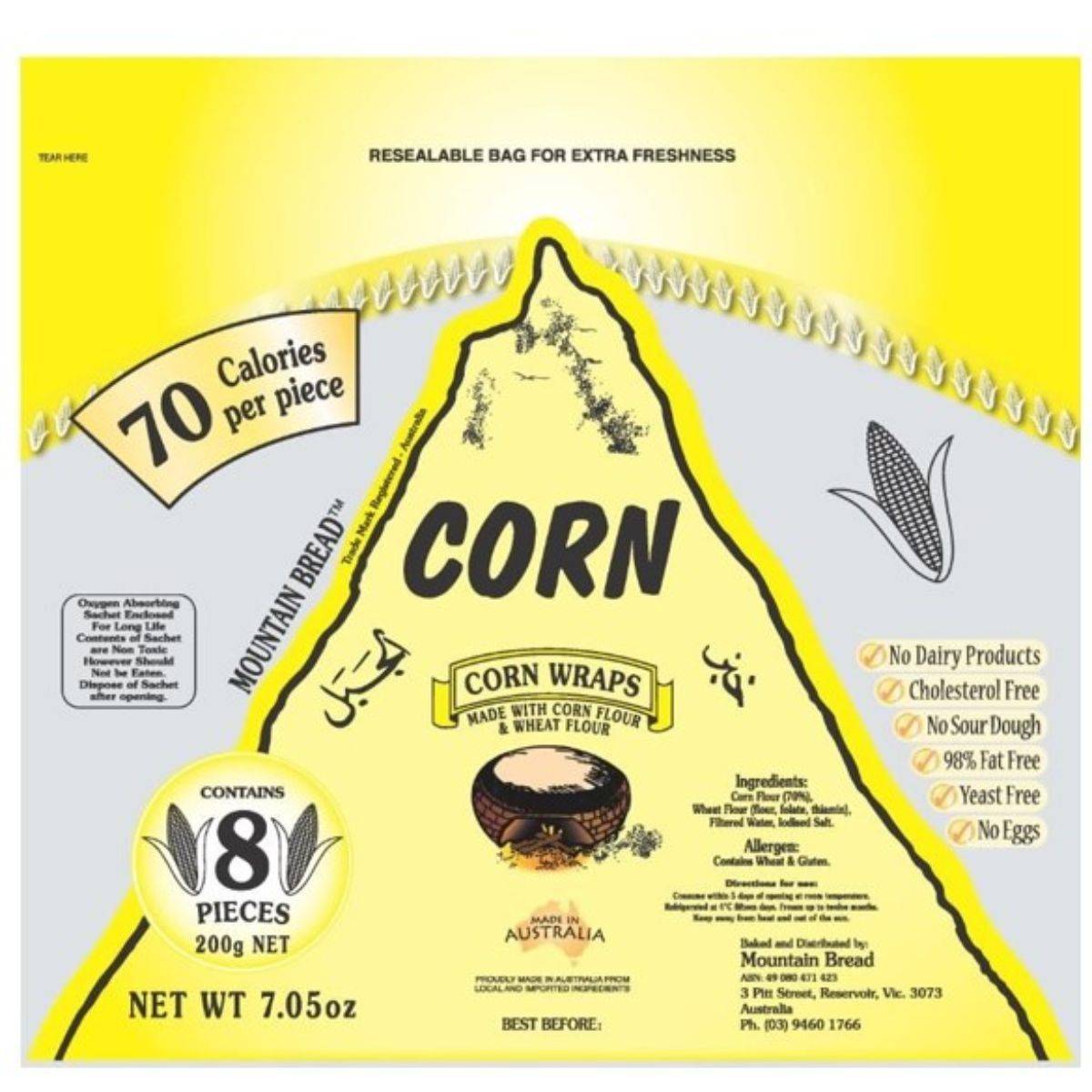 Mountain Bread Corn Wraps - 70% 200g