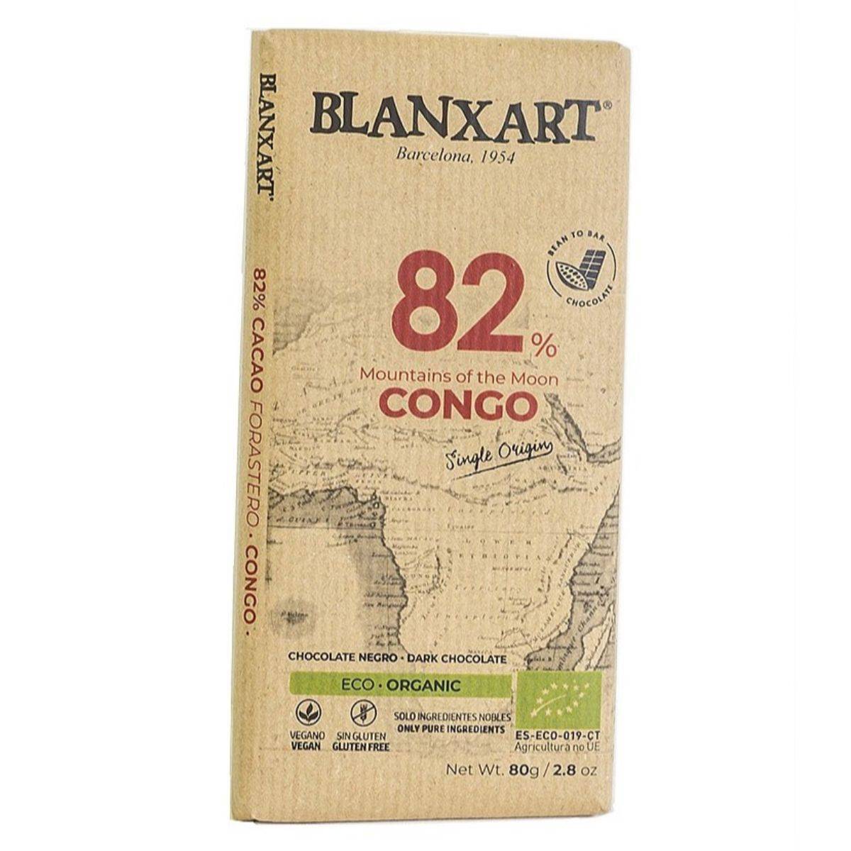 Blanxart Organic 82% Congo Chocolate 80g x 12