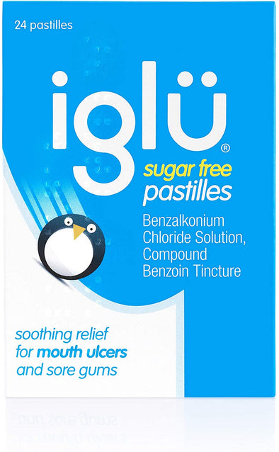 Iglu Sugar Free Pastilles. Soothing Relief for Mouth Ulcers and Sore Gums (24)