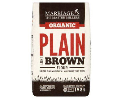 Marriages Organic Light Brown Plain Flour [1kg x 6] Marriages