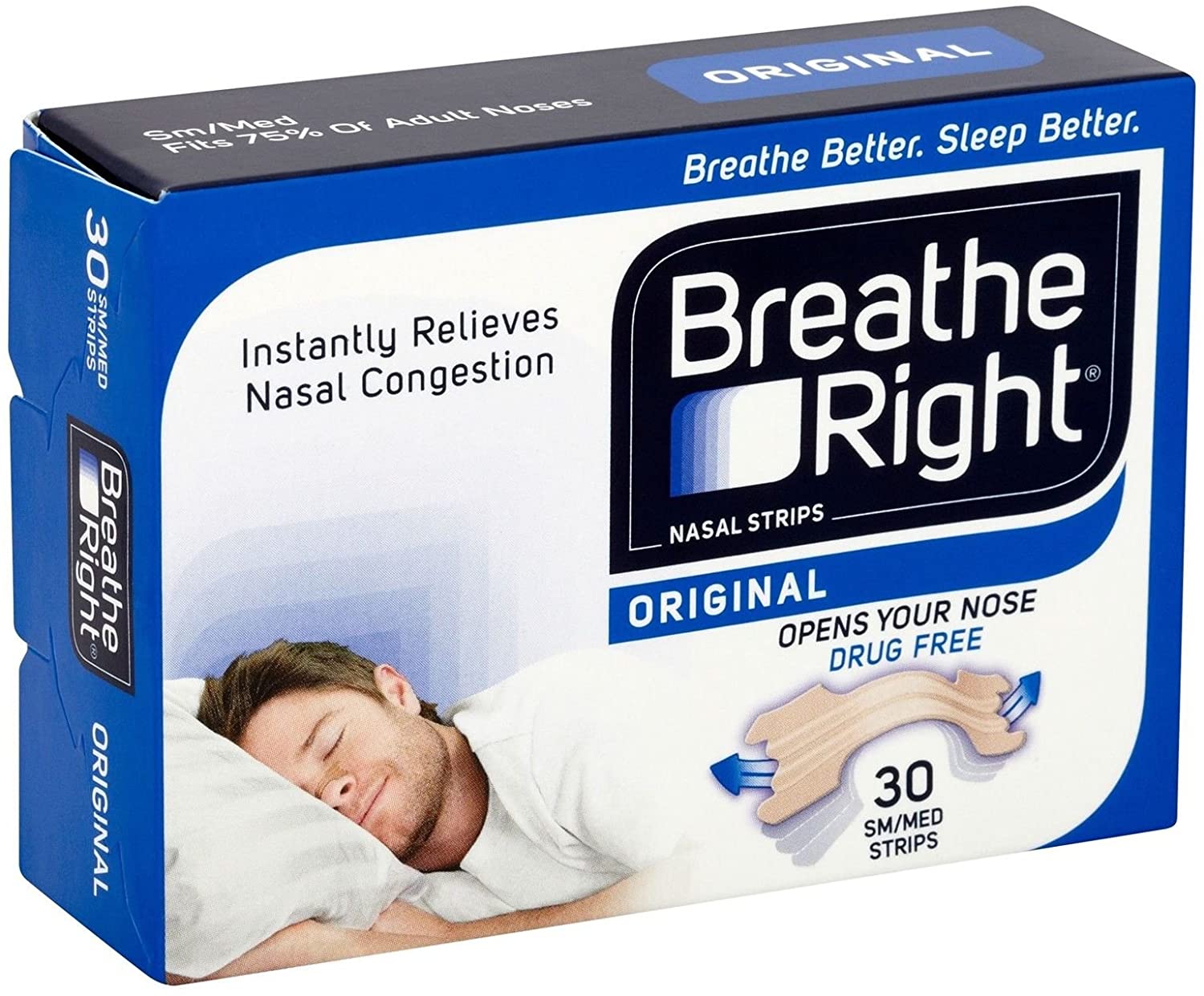 Breathe Right Nasal Strips Natural Tan S/M 30 Strips