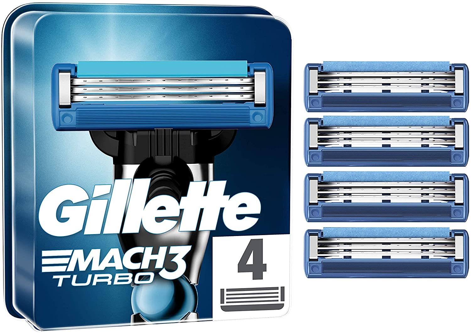 Gillette Mach3 Turbo Men's Razor Blade Refills (4 Blades)