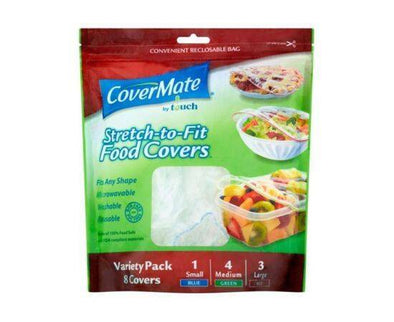Covermate Stretch/Fit Reusable Food Covers [8 Pack] Covermate