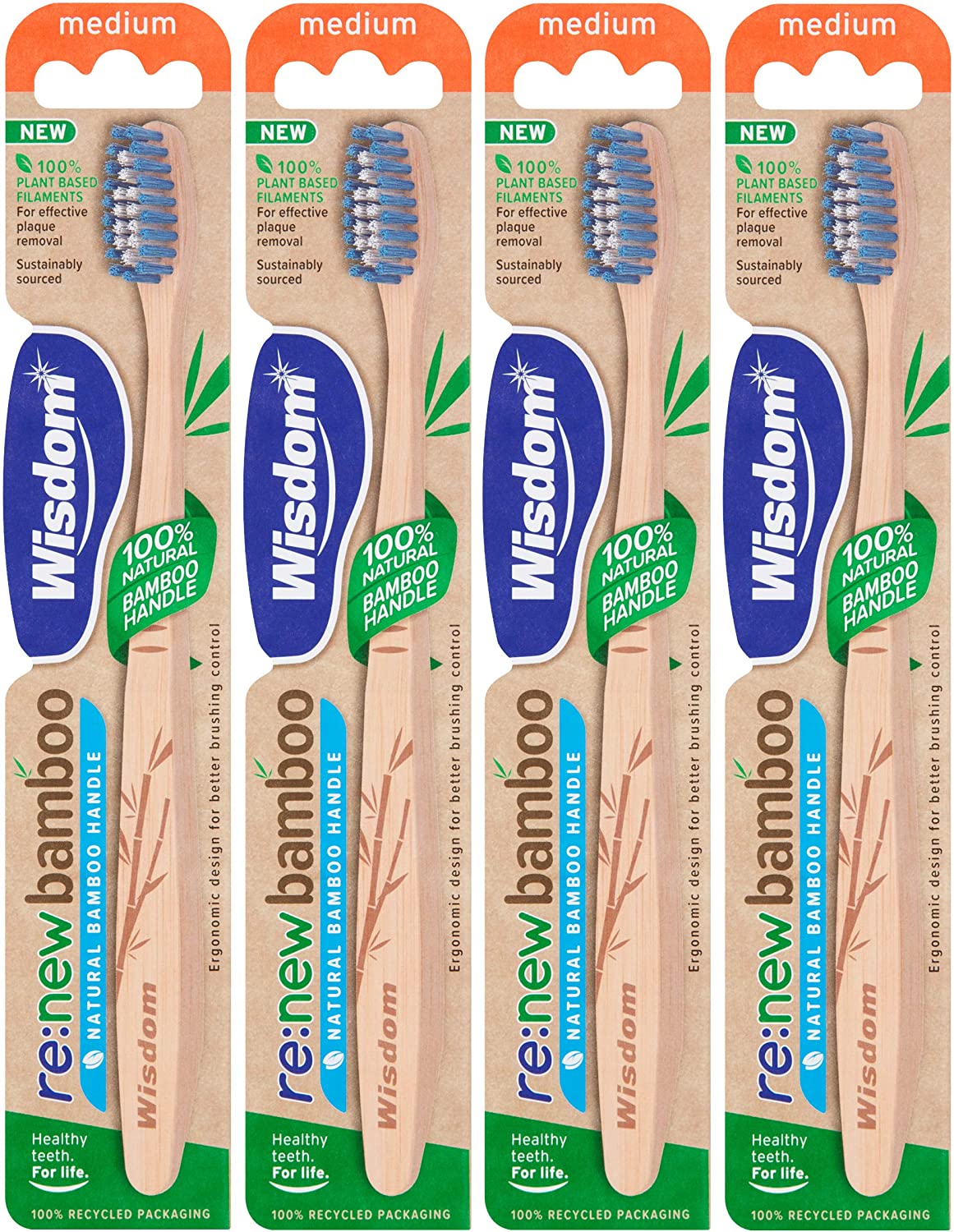 Wisdom Regular Bamboo Toothbrush Medium