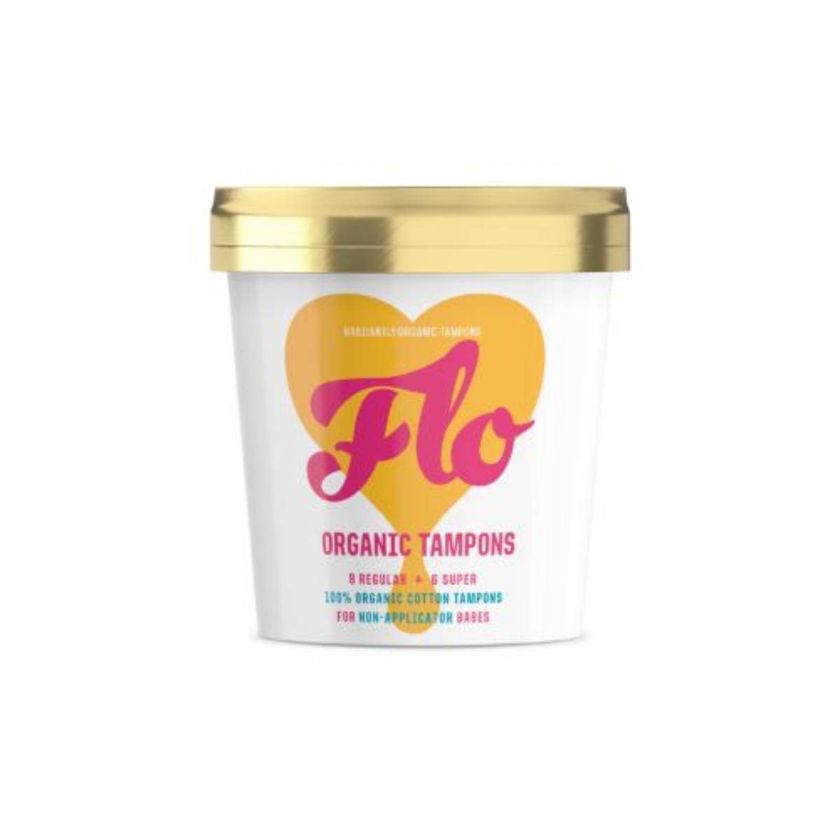 Flo Organic Regular+Super Non Applicator Tampons 16s