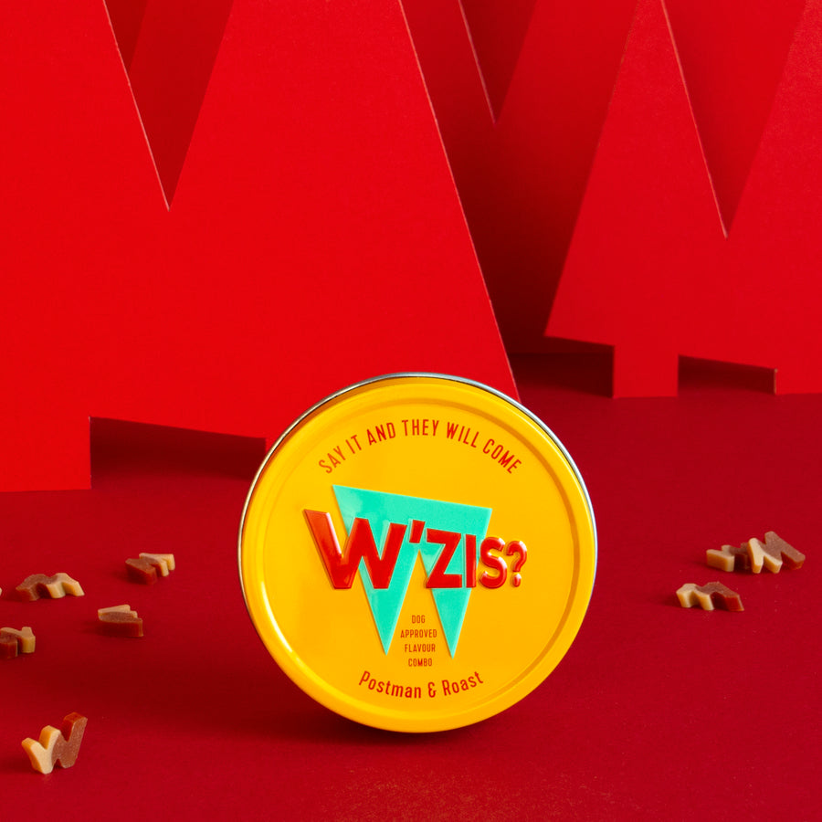 W'ZIS Dog Treat Tins NO Meat Vegetarian Low Calorie Gifts Snacks (Postman & Roast Treat Tin 50g)
