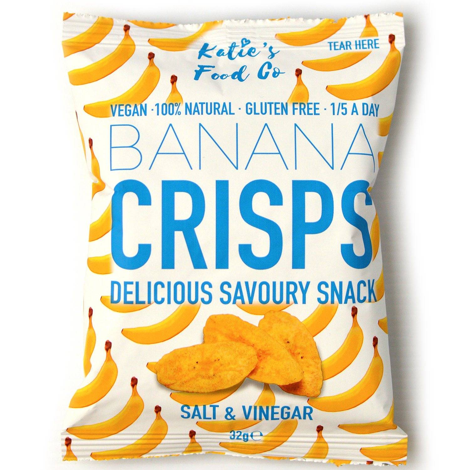 Katies Food Co Salt & Vinegar Savoury Banana Crisps 32g x 12