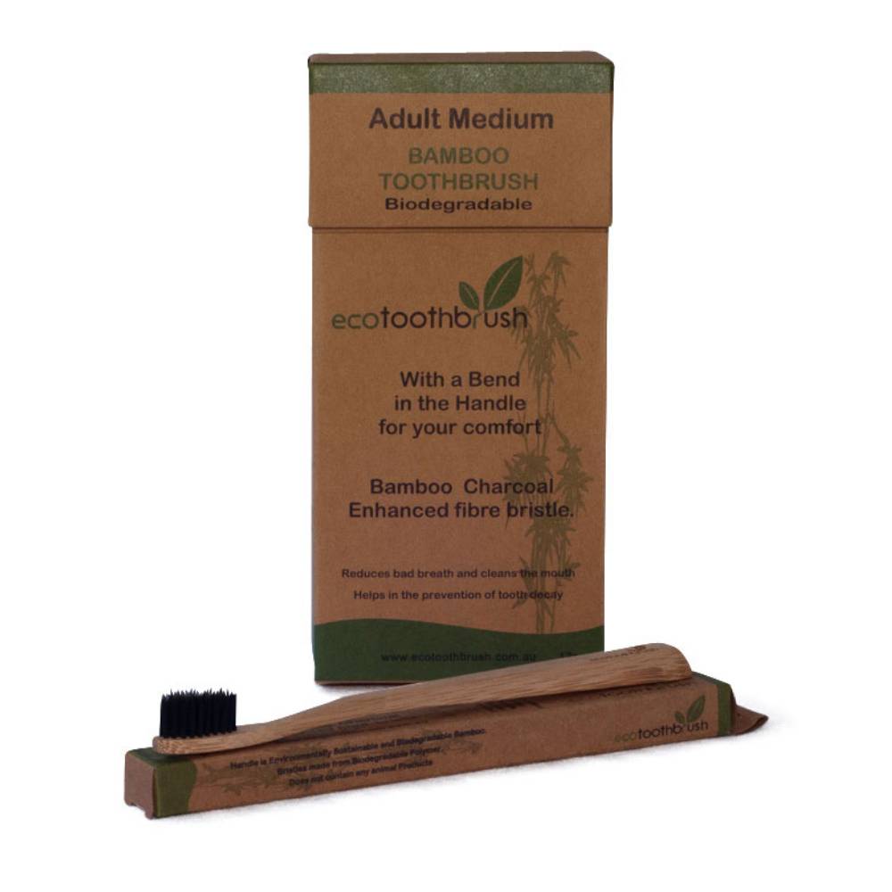 12 x Eco Toothbrush Charcoal - Adult Medium