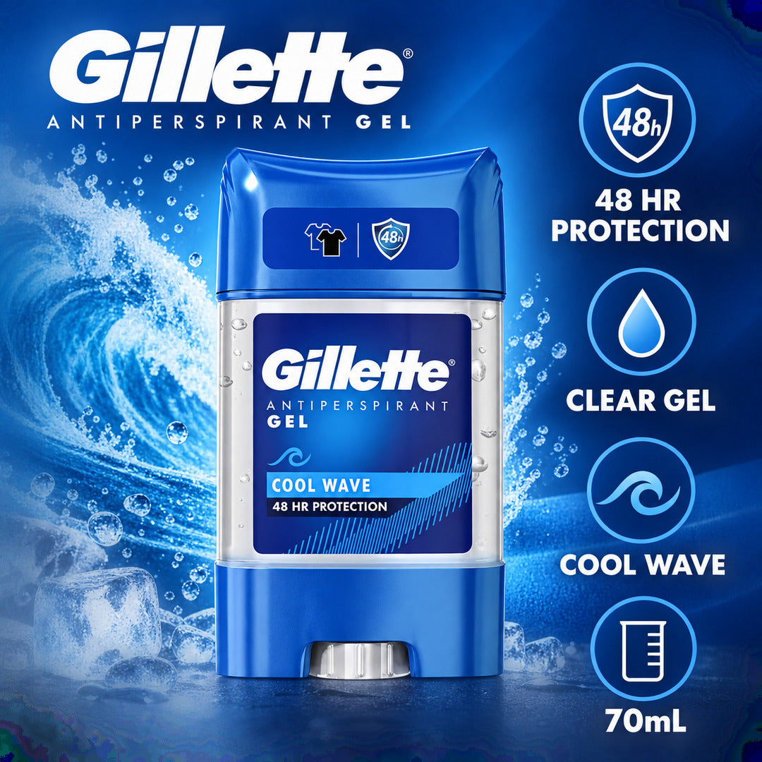Gillette Cool Wave Antiperspirant Clear Gel For Men 70ml
