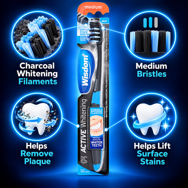 Wisdom Active Whitening Charcoal MediumToothbrush