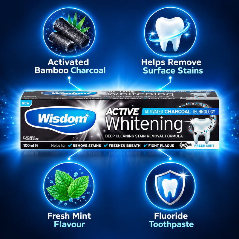 Wisdom Active Whitening Charcoal Toothpaste 100ml
