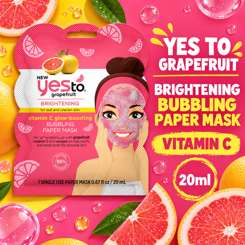 Yes to Grapefruit Brightening Vitamin C Glow Boosting Bubbling Paper Face Mask 20ml