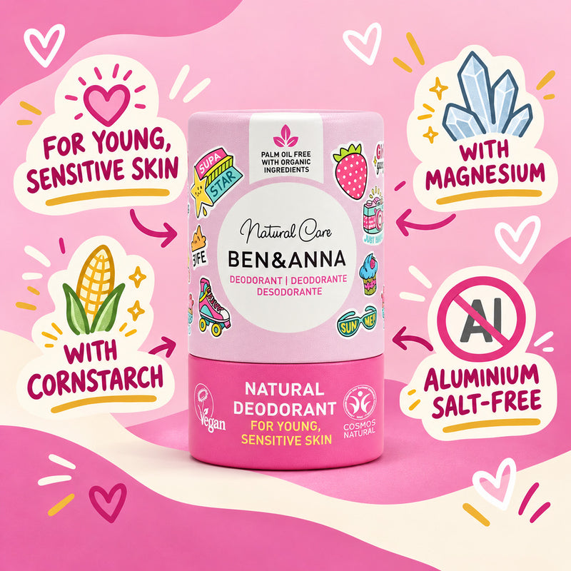 Ben & Anna Kids Deodorant Pink Paper Tube, 25g