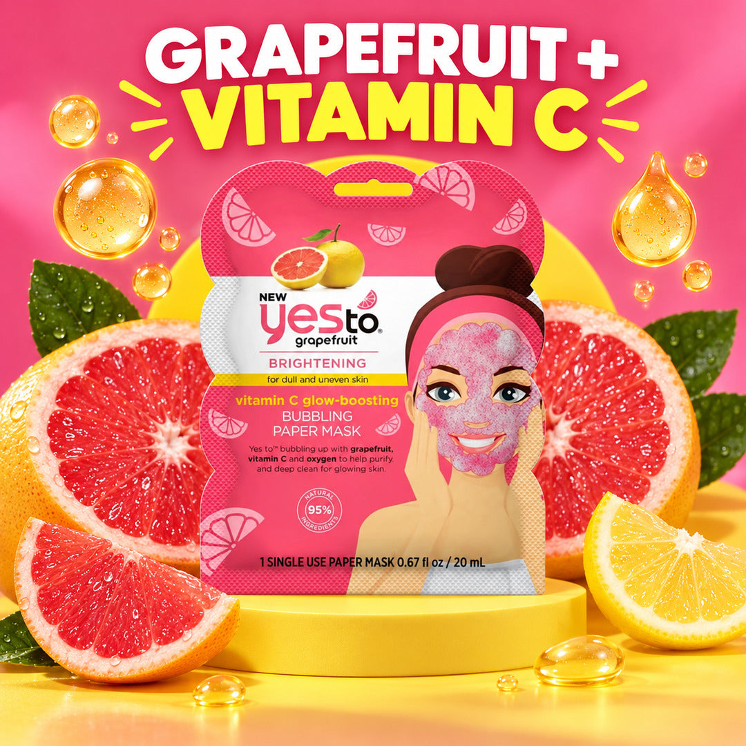Yes to Grapefruit Brightening Vitamin C Glow Boosting Bubbling Paper Face Mask 20ml