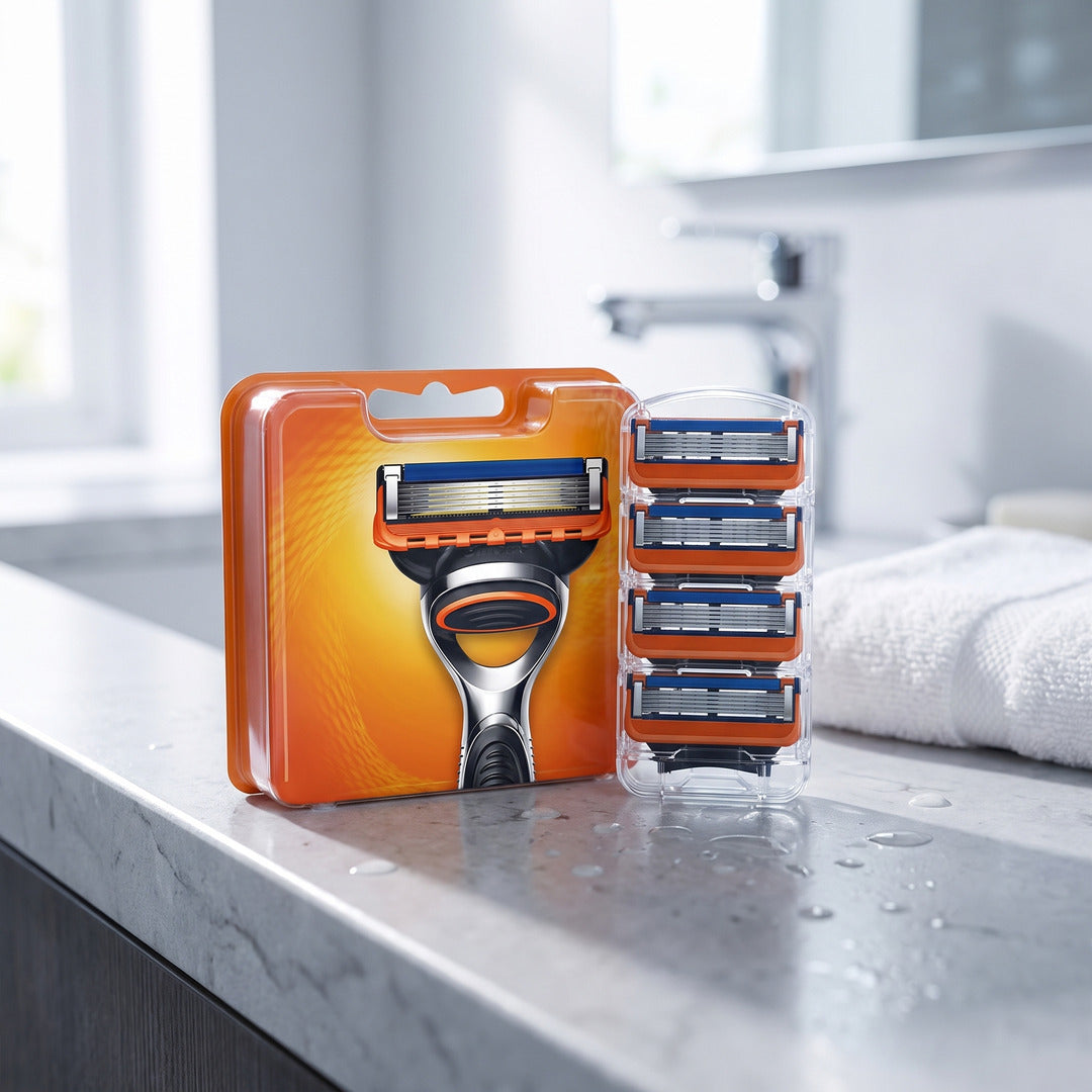 Gillette Fusion5 XL Power Razor Blades Men, Pack of 8 Razor Blade Refills with Precision Trimmer, 5 Anti-Friction Blades
