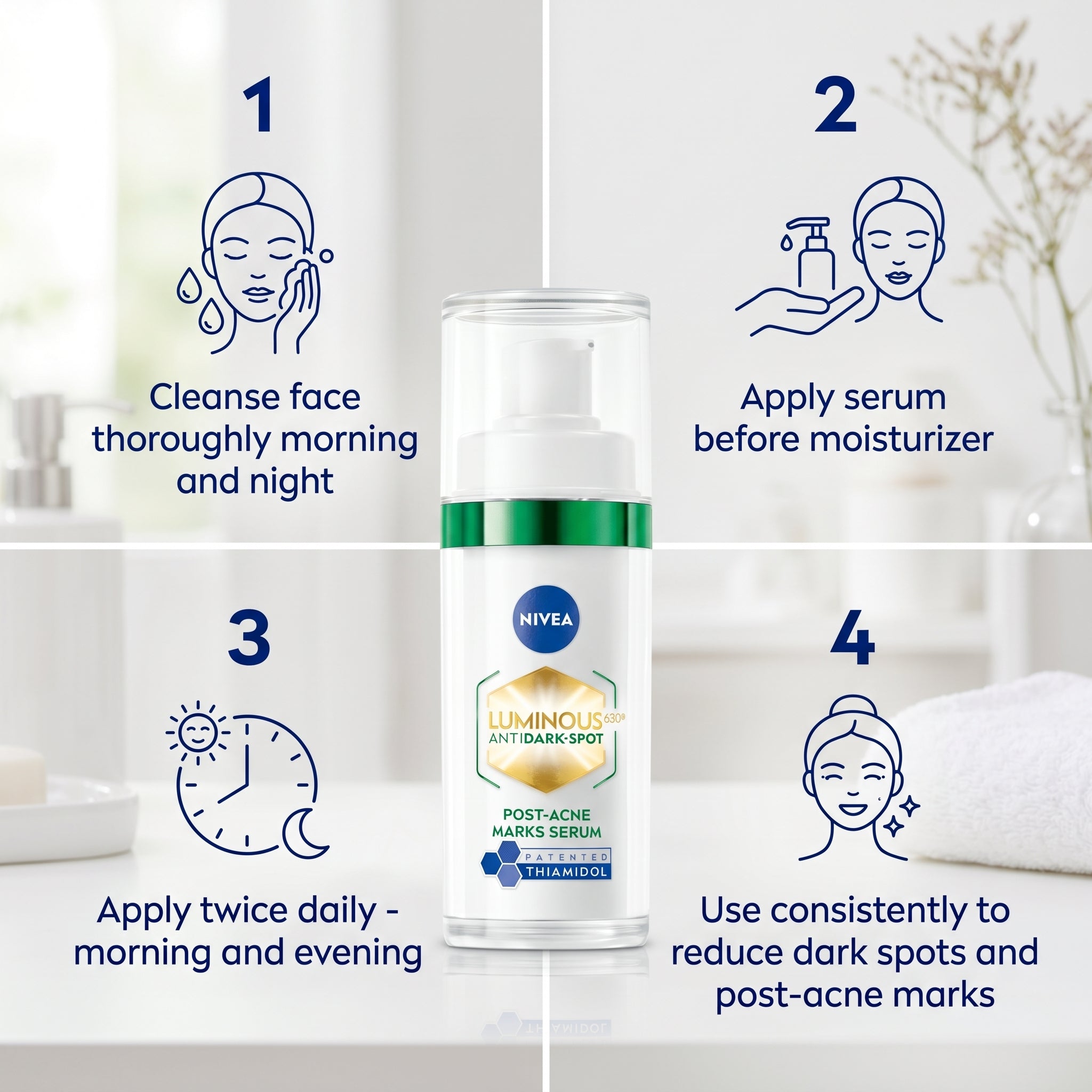 Nivea Luminous Anti-Dark Spot 630 Post Acne Marks Serum Skin Perfection 30ml