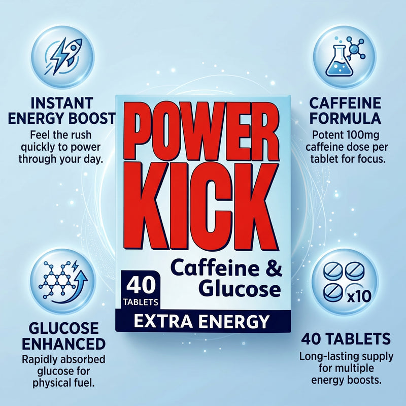 Power Kick Caffeine & Glucose Tablets 40 Tablets