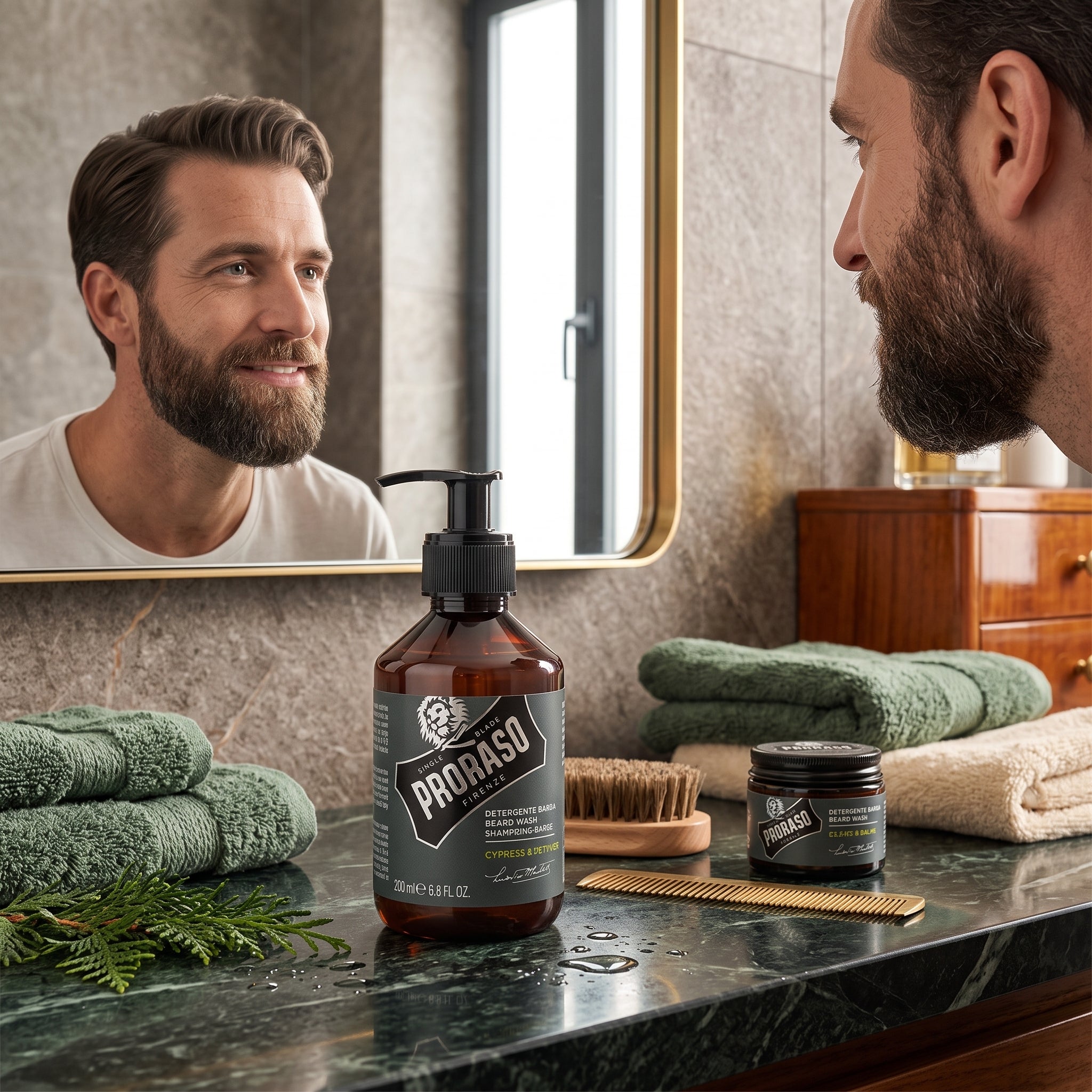Proraso Cypress & Vetiver Beard Wash 200 Ml Beard Shampoo With Cypress And Vetiver Scent