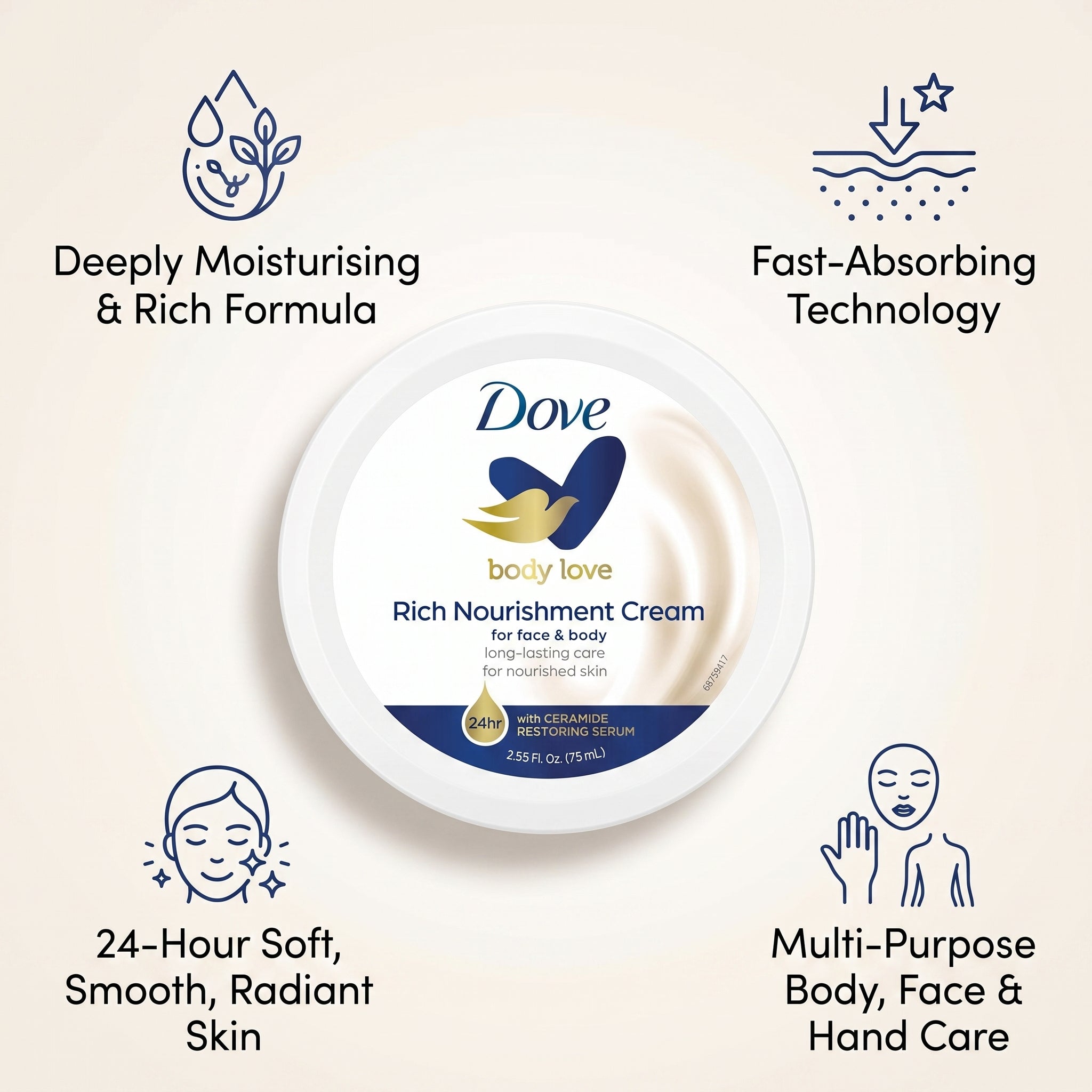Dove - Intensive Nourishing Care Cream - 75 Ml