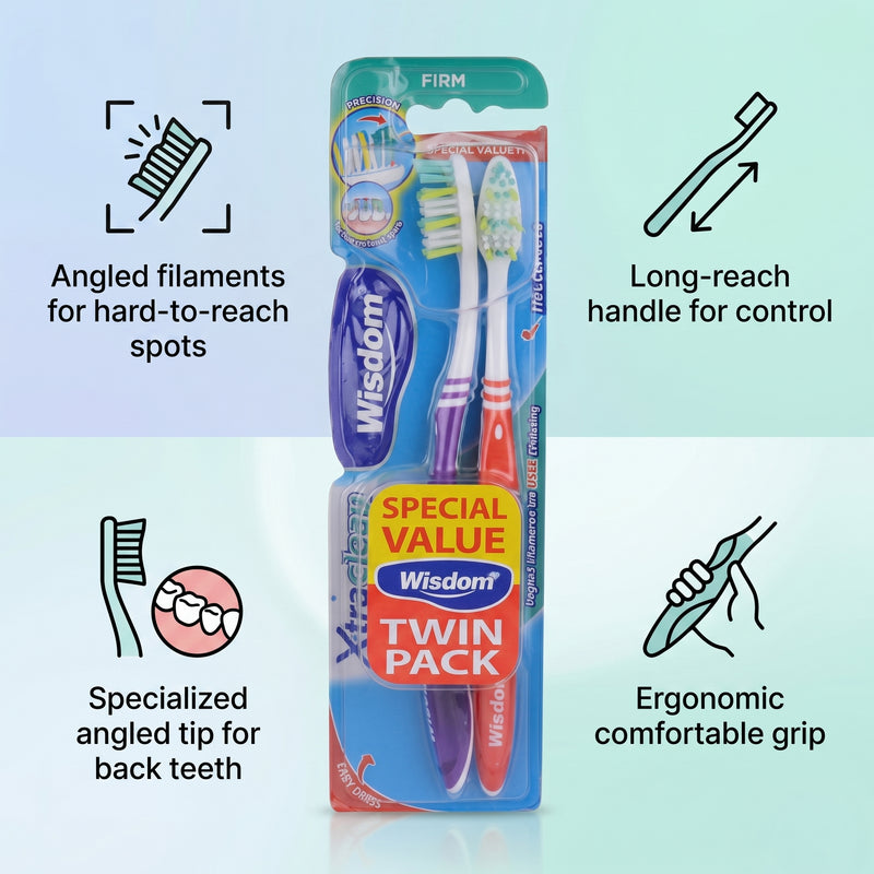 Wisdom Xtra Clean Firm Toothbrush Twin Pack