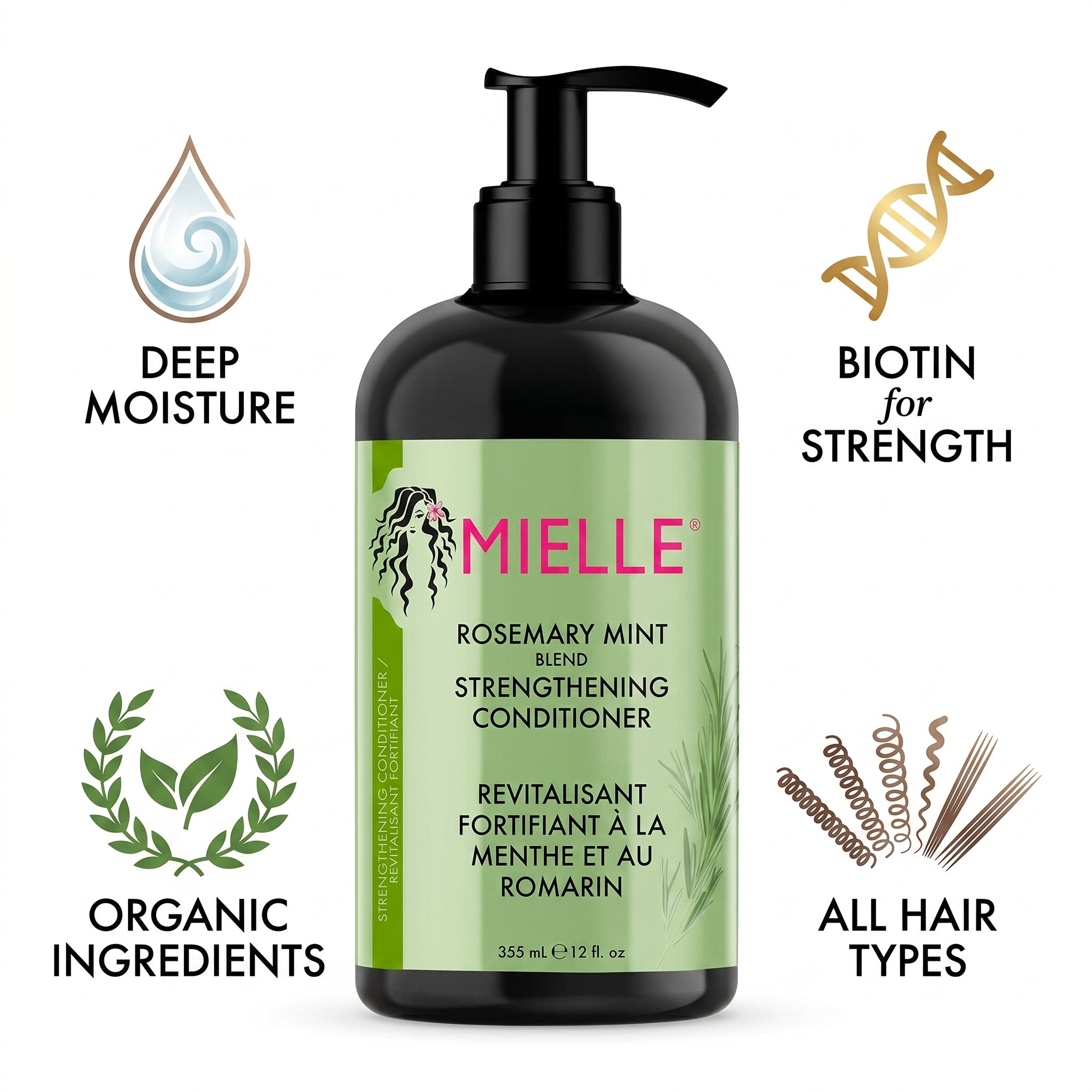 Mielle Organics Rosemary Mint Strengthening Shampoo 355ml