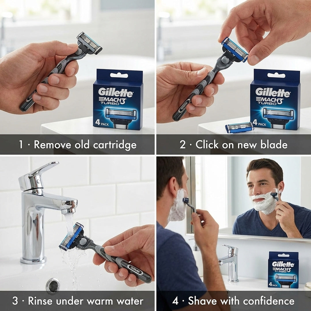 Gillette Mach3 Turbo Razor Blades 4 Pcs