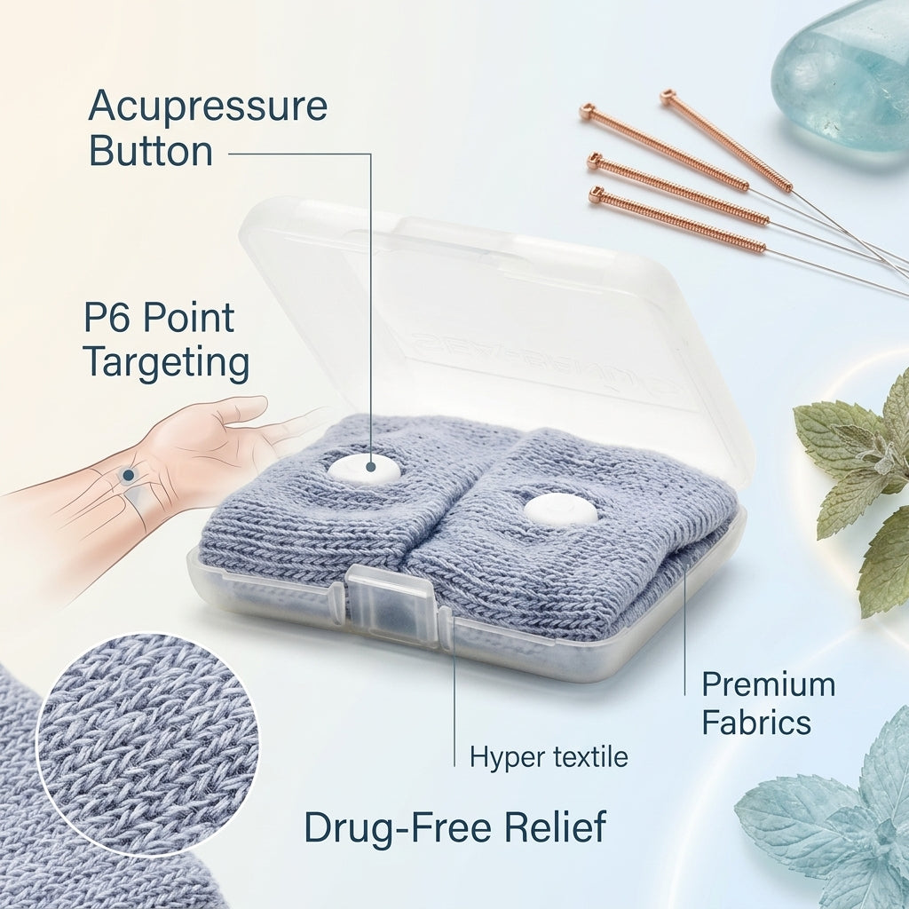 Sea-Band Travel & Motion Sickness and Nausea Relief Acupressure Wristband - Adult (Grey), 1 Pair