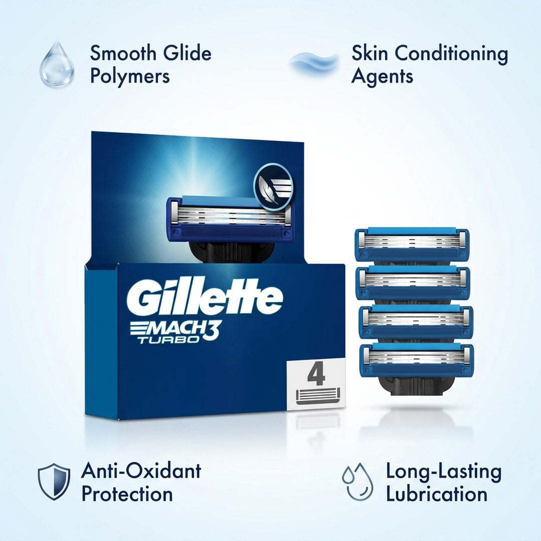 Gillette Mach3 Turbo Razor Blades 4 Pcs