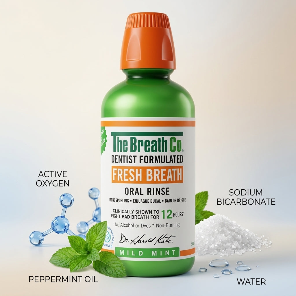 The Breath Co Fresh Breath Oral Rinse Mild Mint 500ml