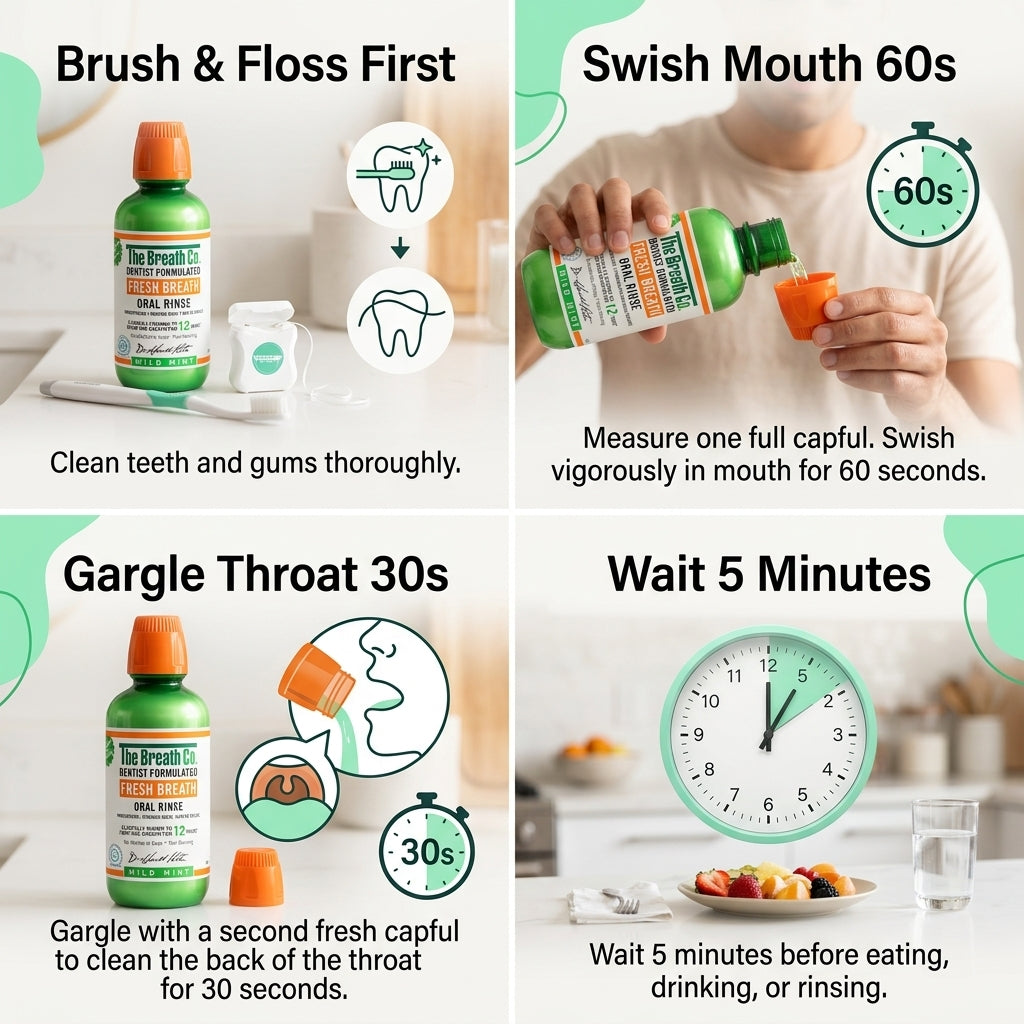 The Breath Co Fresh Breath Oral Rinse Mild Mint 500ml