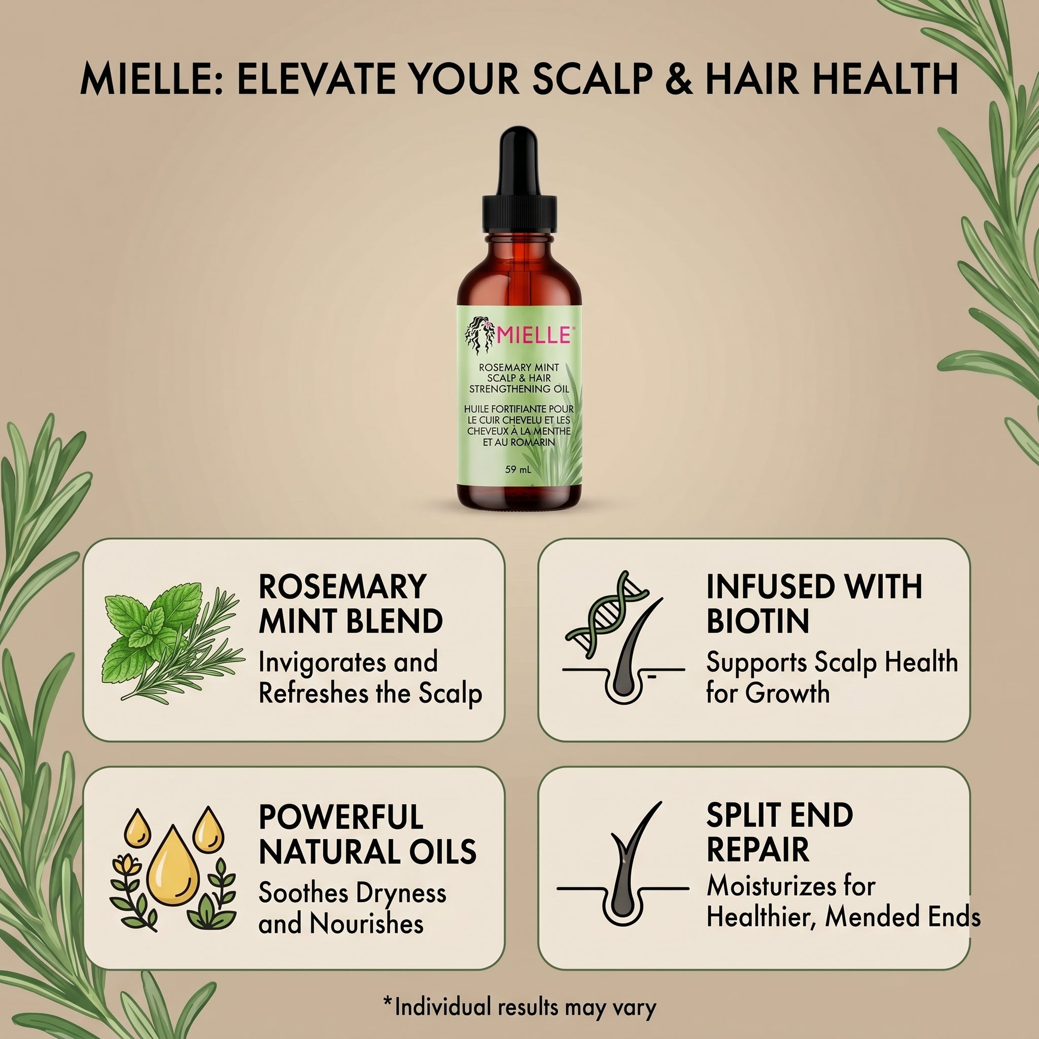 Mielle Rosemary Mint Scalp & Hair Strengthening Oil 59ml