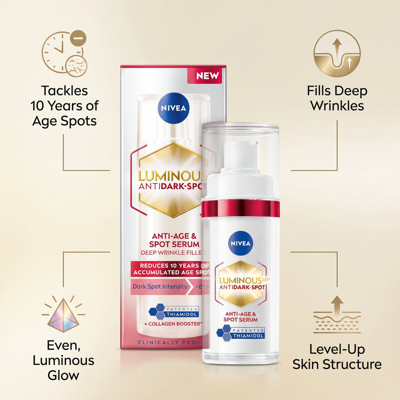Nivea Luminous Anti-Dark Spot 630 Anti-Age & Dark Spot Serum Deep Wrinkle Filler 30ml