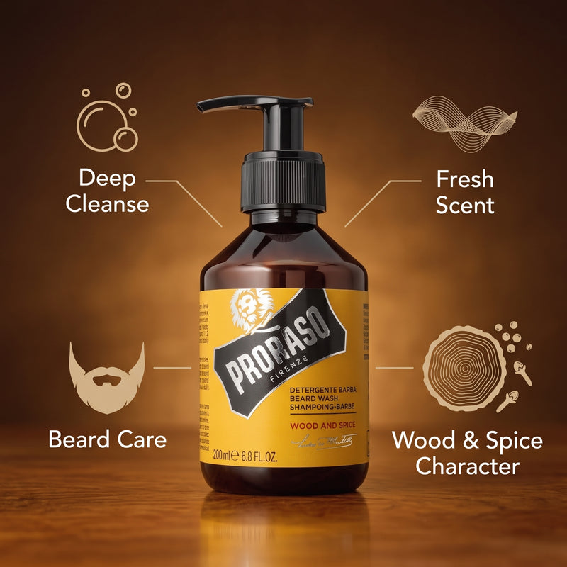 PRORASO Wood And Spice Beard Wash