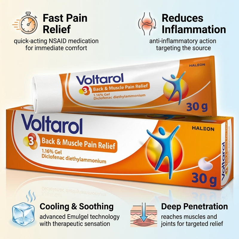 VOLTAROL BACK&MUSCLE PAIN GEL (DICLOFENAC DIETHYLAMMONIUM) 30g