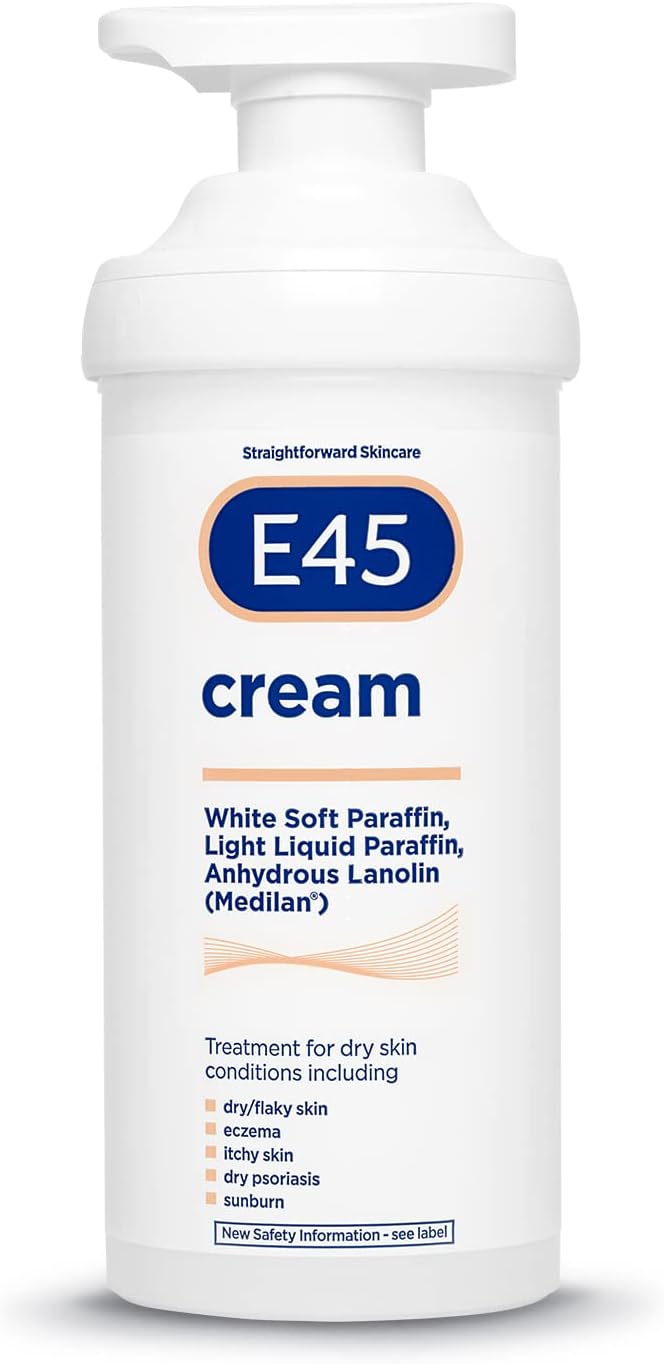 E45 Moisturising Cream 500g - Emollient Lotion for Dry, Itchy & Sensitive Skin - Soothing Eczema Relief Cream - Non-Greasy, Fast Absorbing, Dermatologically Tested Formula